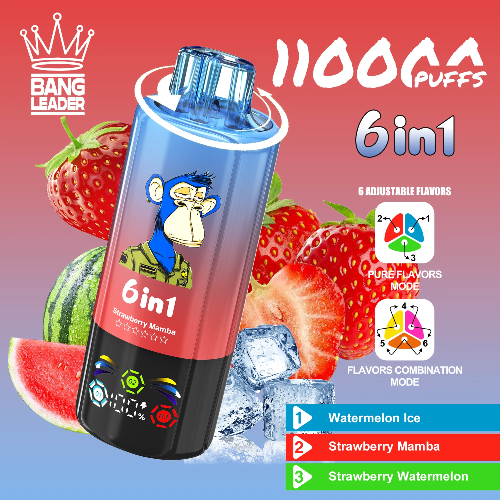 bang-leader-110000-puffs-6-in-1-flavor-watermelon-ice-strawberry-mamba-strawberry-watermelon