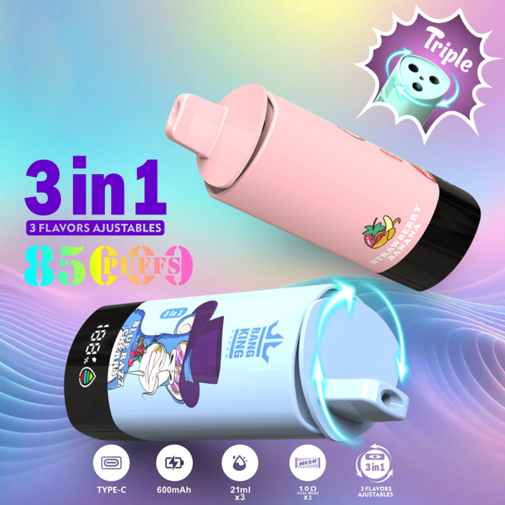 Bang King Triple 85K 3?in?1 Disposable Vape | 85,000 Puffs | Triple Flavor Pods - Image 3