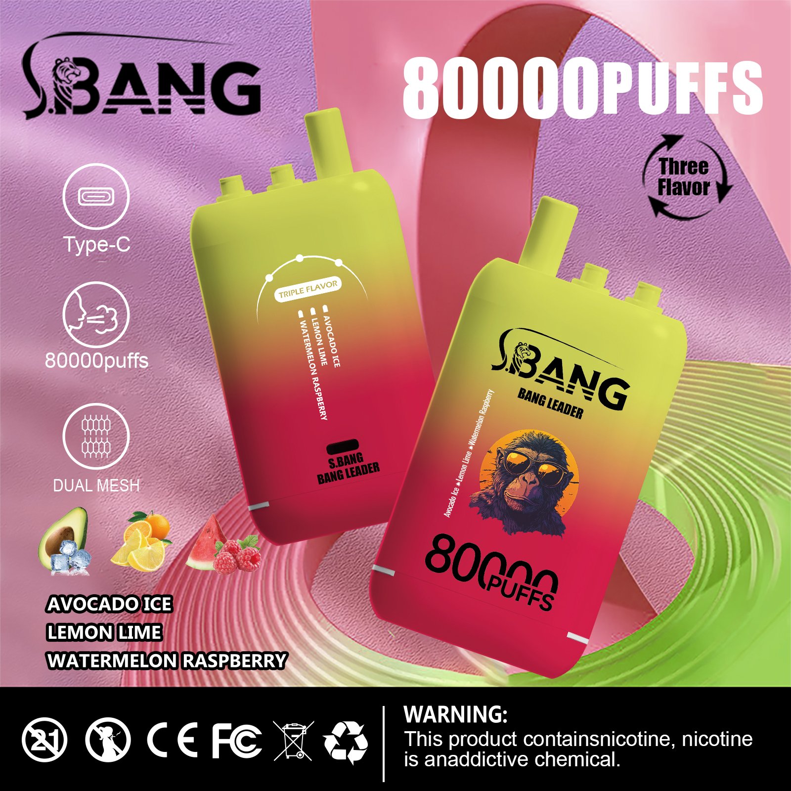 Bang Leader 80000 Puffs Triple-Flavor Disposable Vape - Image 2