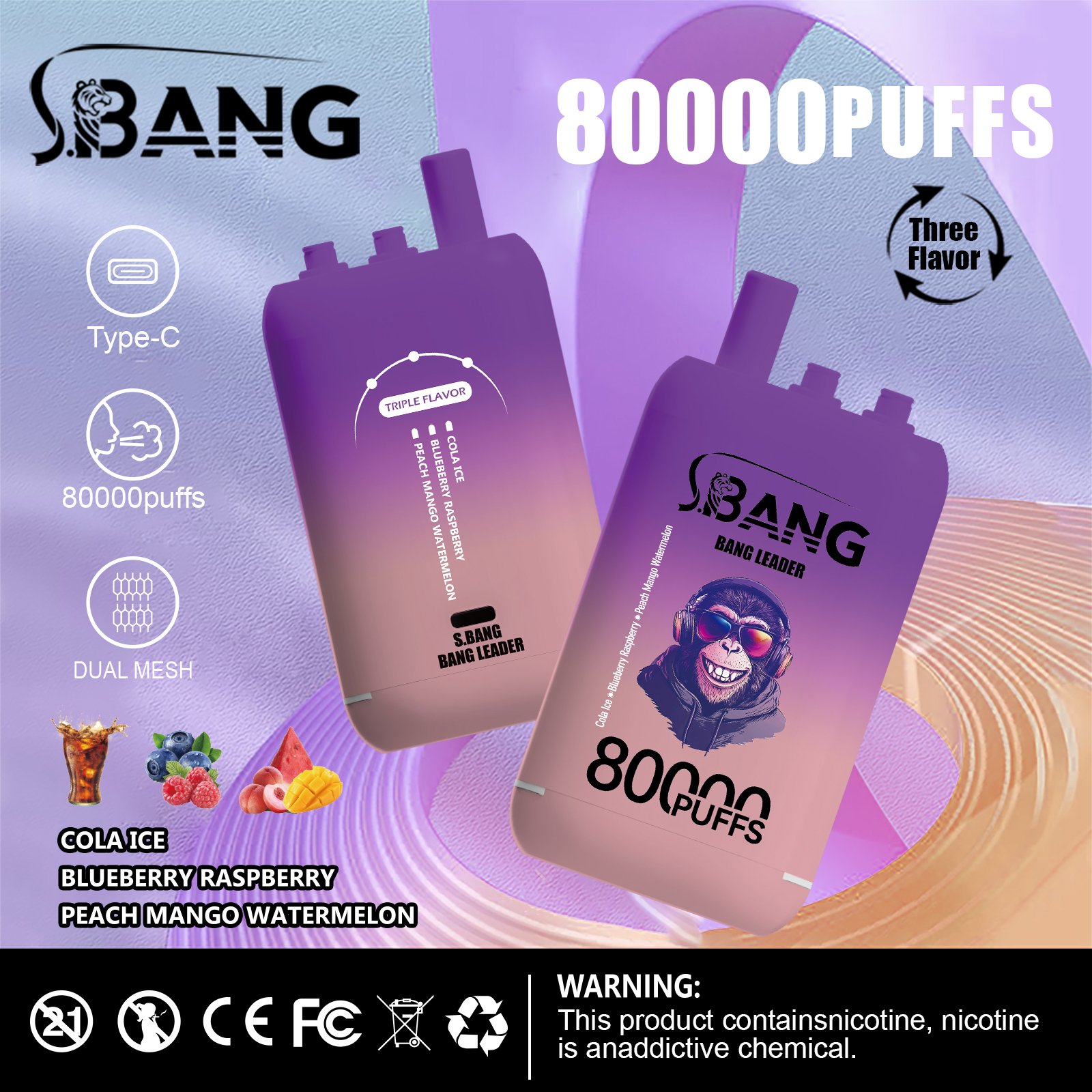 Bang Leader 80000 Puffs Triple-Flavor Disposable Vape - Image 6
