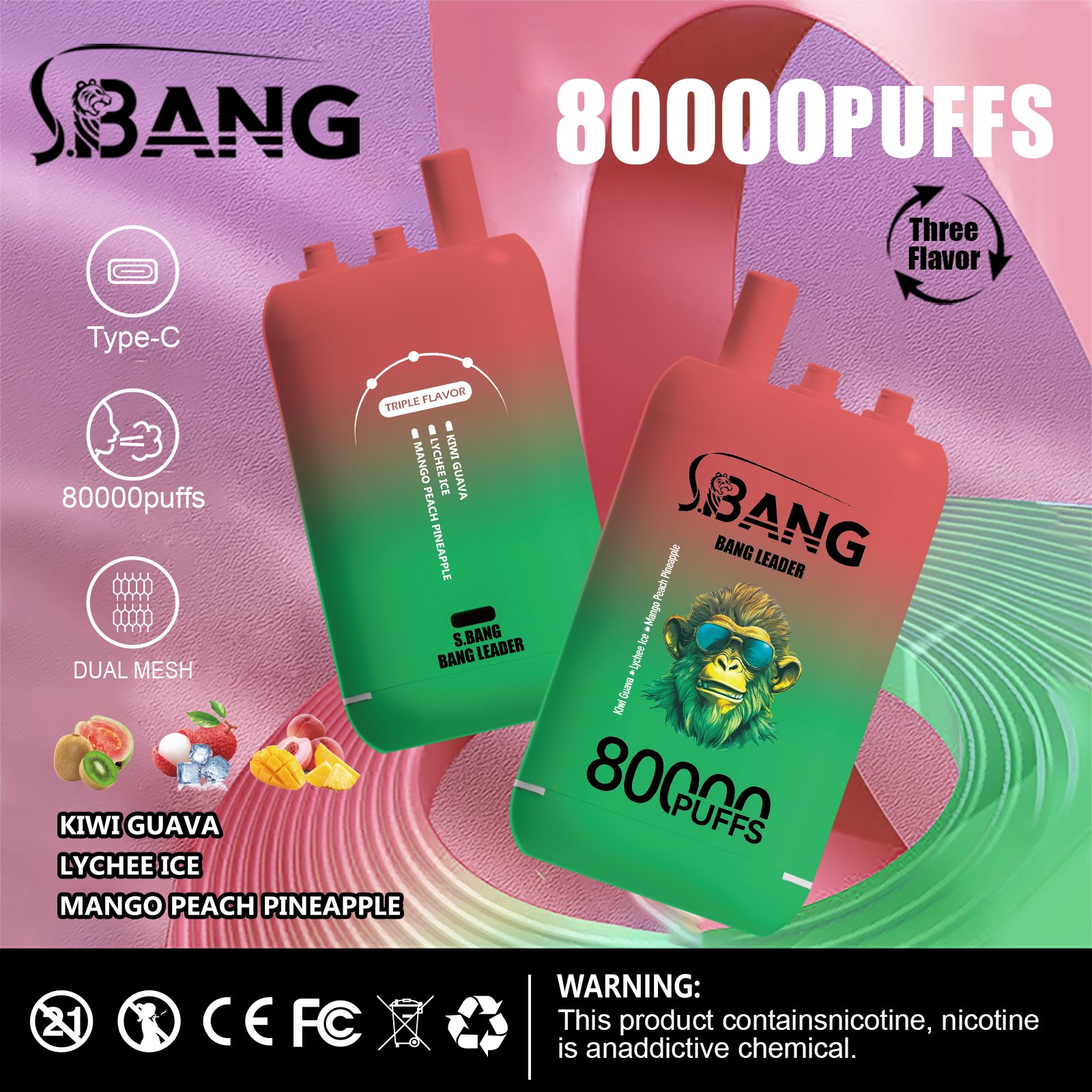 Bang Leader 80000 Puffs Triple-Flavor Disposable Vape - Image 7