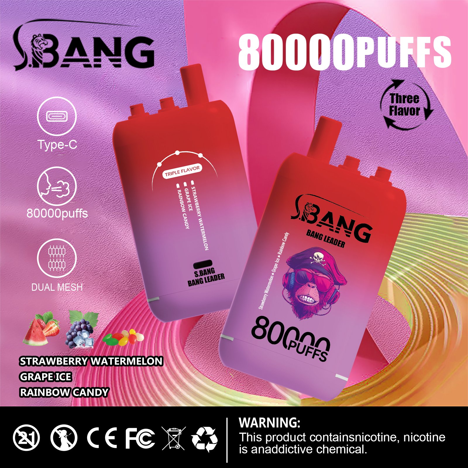 Bang Leader 80000 Puffs Triple-Flavor Disposable Vape - Image 12
