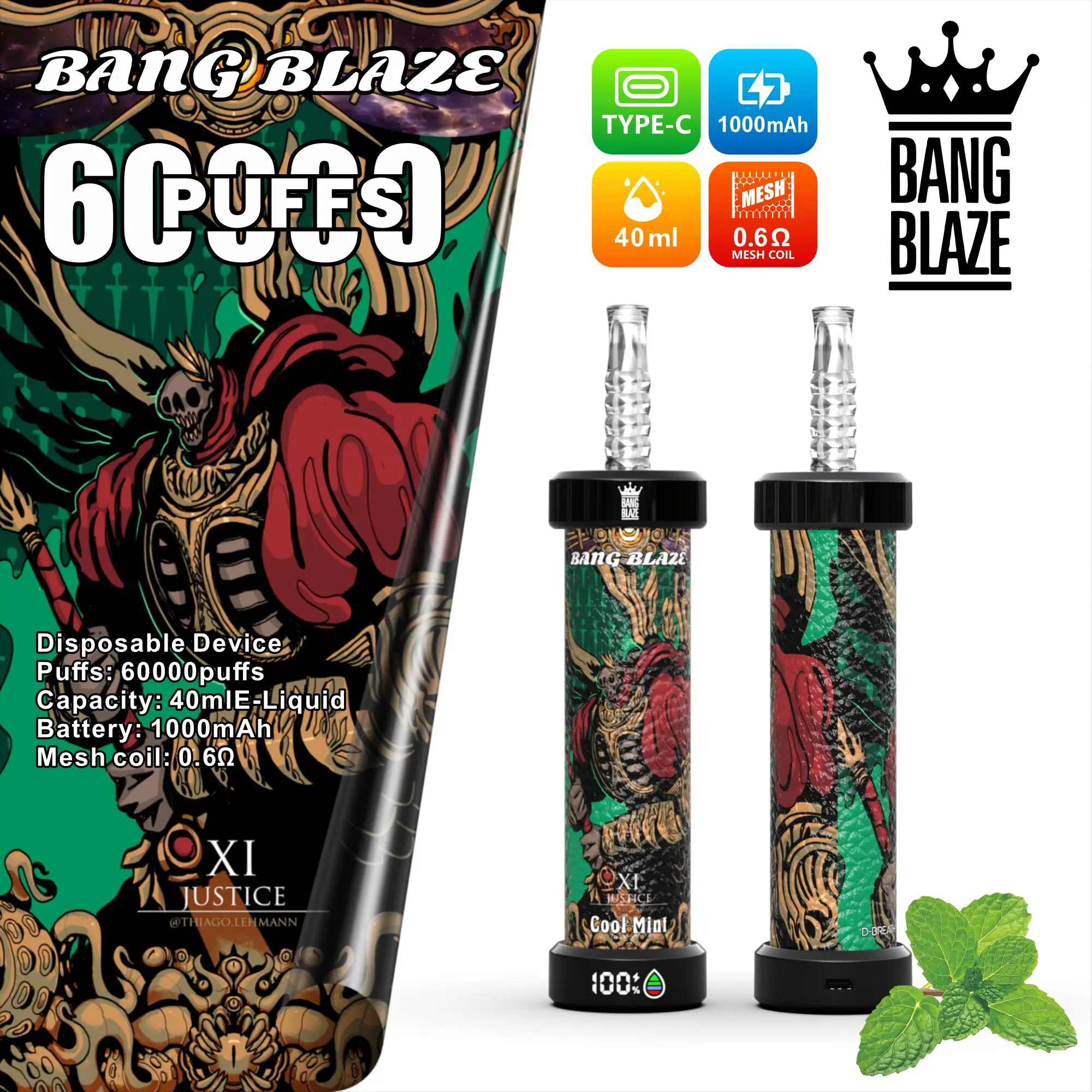 Bang Blaze 60k Puffs LCD Display Disposable Vape Pen - Image 2